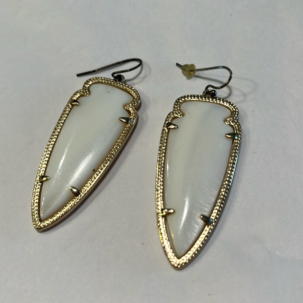 Kendra Scott white earrings with gold trim